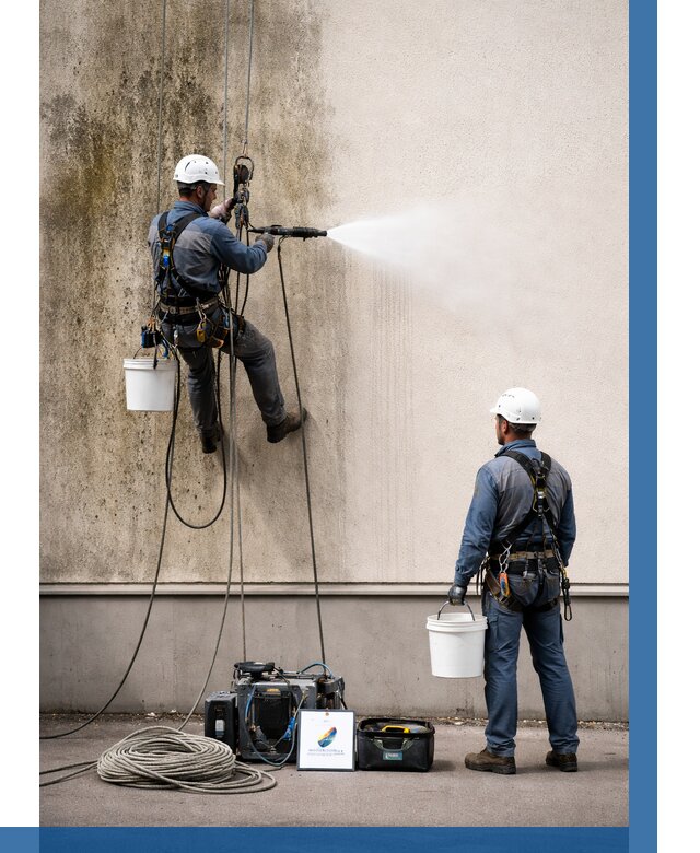 Очистка фасада от плесени в Большой Камне от 304 р. | ВЫСОТНИК-Бль