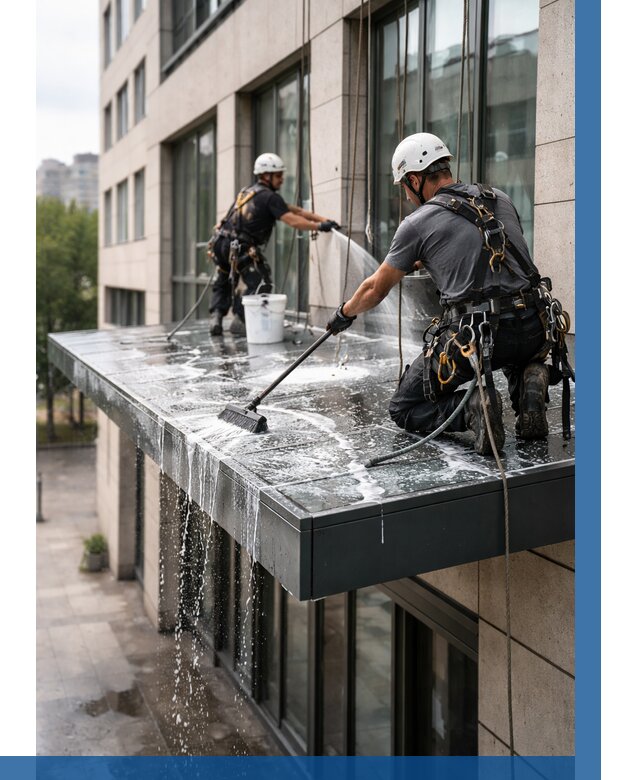 Мойка козырьков и навесов в Большой Камне от 3549 р. | ВЫСОТНИК-Бль