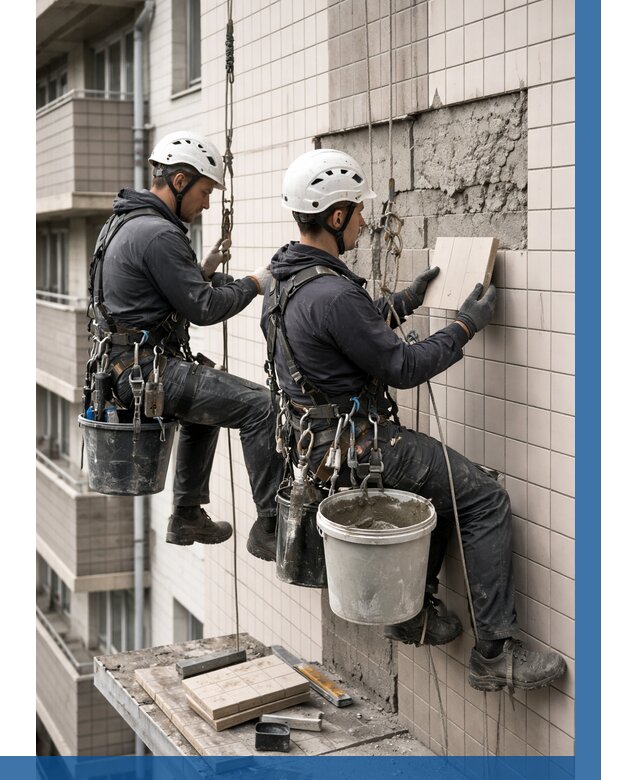 Ремонт облицовки фасада плиткой в Большой Камне от 1825 р. | ВЫСОТНИК-Бль