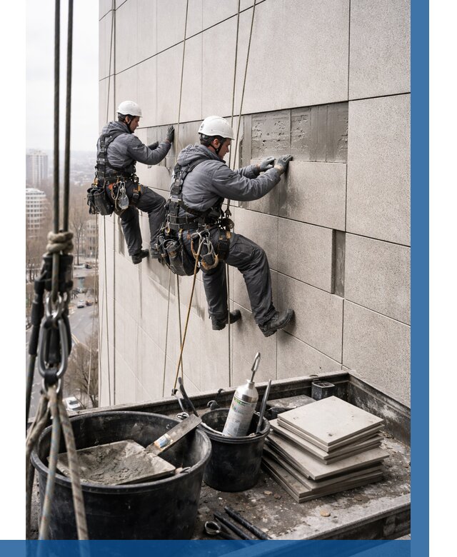 Ремонт фасада из керамогранита в Большой Камне от 2535 р. | ВЫСОТНИК-Бль