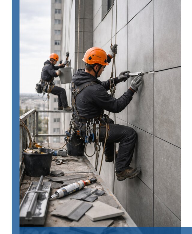 Профессиональный ремонт фасада из керамогранита в Большой Камне