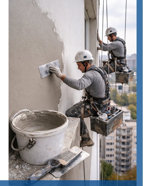 Шпаклевка фасада на высоте в Большой Камне от 710 р. | ВЫСОТНИК-Бль