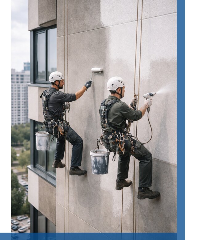 Покраска фасада альпинистами в Большой Камне от 304 р. | ВЫСОТНИК-Бль