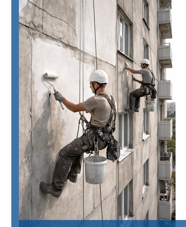 Покраска бетонного фасада в Большой Камне для жилых и промышленных объектов