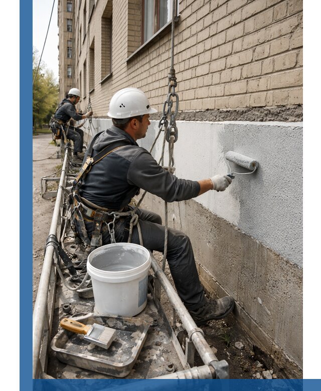 Окраска цоколя здания в Большой Камне профессионально и надежно