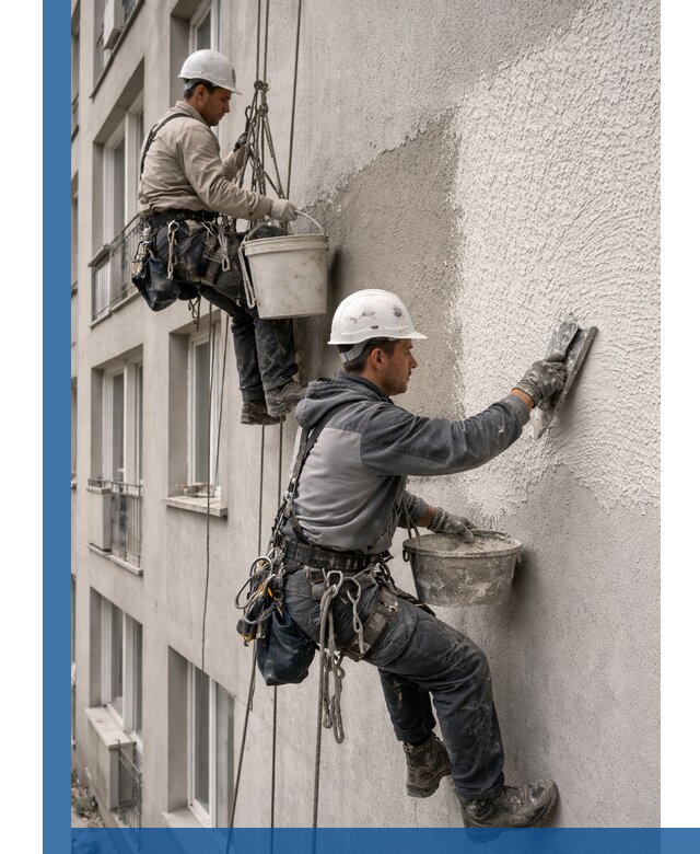 Нанесение декоративной штукатурки короед на фасад в Большой Камне