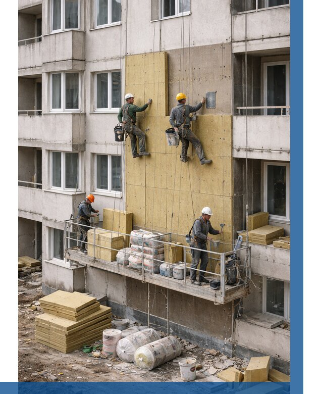 Утепление фасада минватой в Большой Камне от 1521 р. | ВЫСОТНИК-Бль