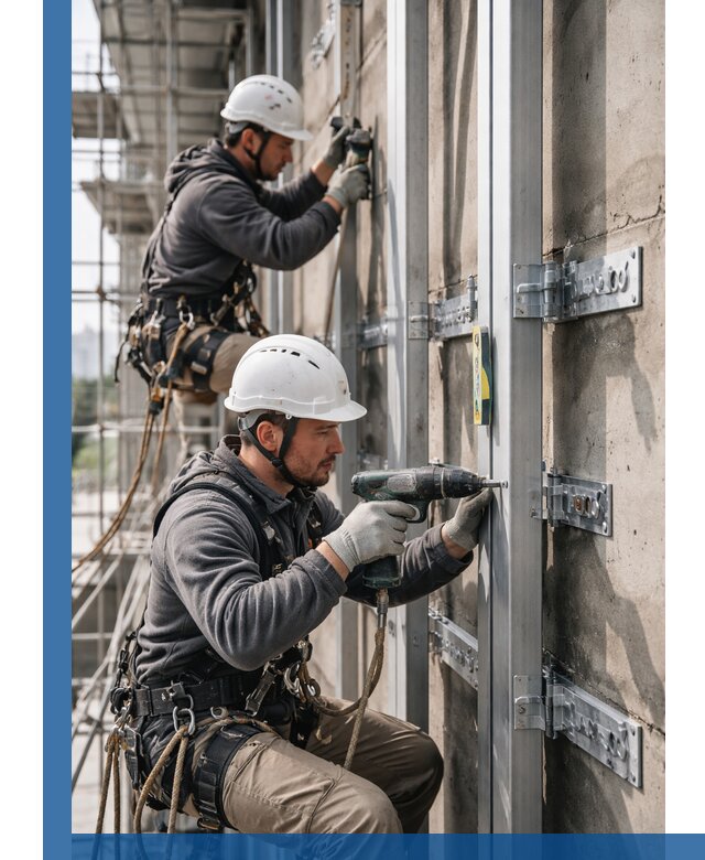 Монтаж и крепление подсистемы вентфасада в Большой Камне