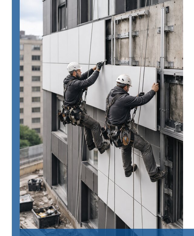 Монтаж композитных панелей фасада в Большой Камне под ключ