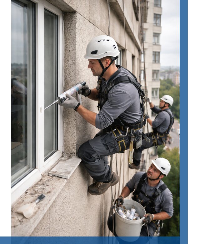 Герметизация оконных швов снаружи в Большой Камне от 1521 р. | ВЫСОТНИК-Бль