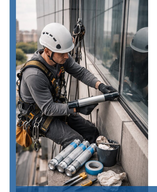 Герметизация стыков витража в Большой Камне для герметичных фасадов