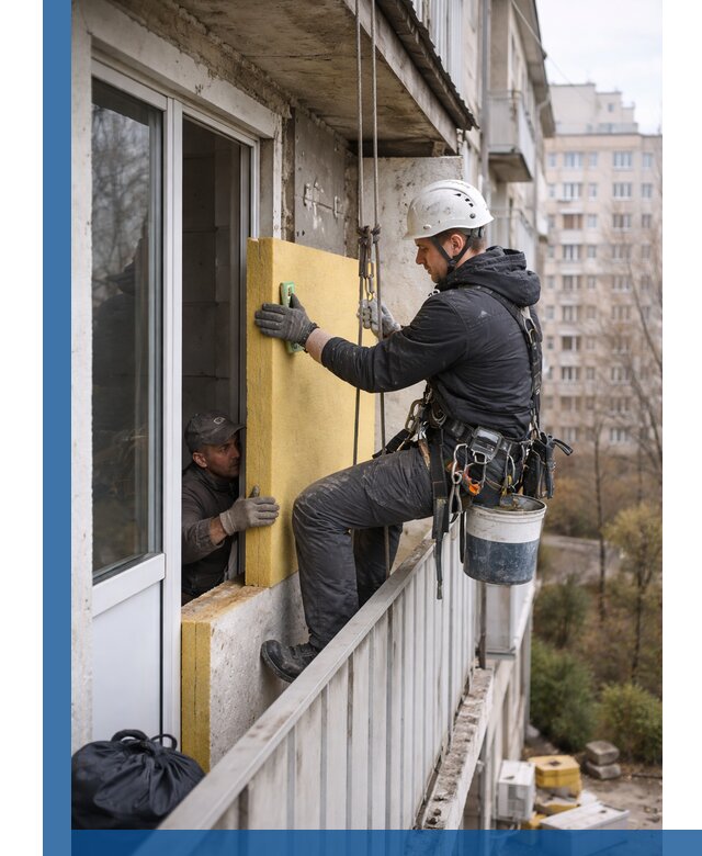 Профессиональное утепление балкона снаружи в Большой Камне под ключ
