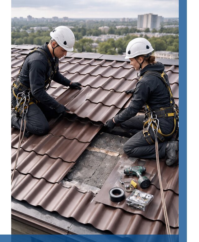 Ремонт металлочерепицы на крыше в Большой Камне от 913 р. | ВЫСОТНИК-Бль