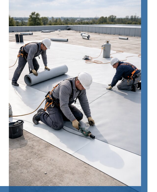 Монтаж мембранной кровли под ключ в Большой Камне от 1217 р. | ВЫСОТНИК-Бль