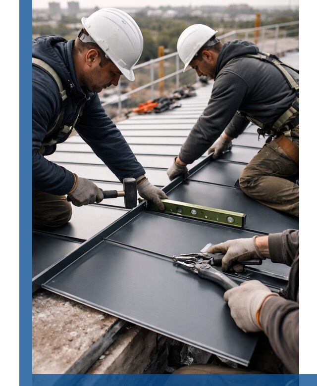 Монтаж фальцевой кровли в Большой Камне для промышленных зданий