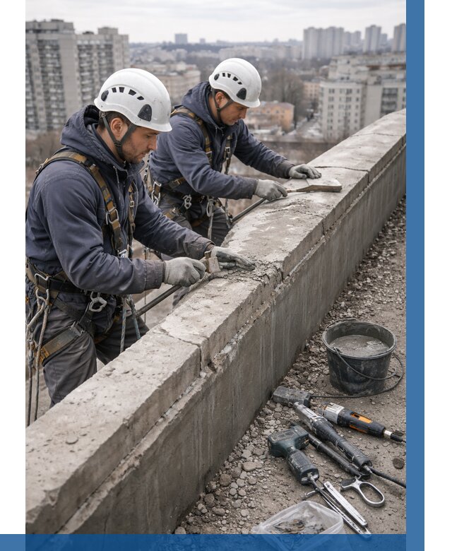 Ремонт парапета на кровле в Большой Камне от 1521 р. | ВЫСОТНИК-Бль