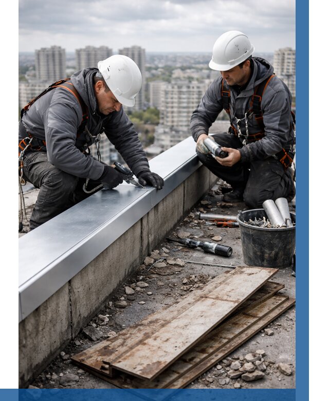 Замена парапетных крышек под ключ в Большой Камне от 1217 р. | ВЫСОТНИК-Бль