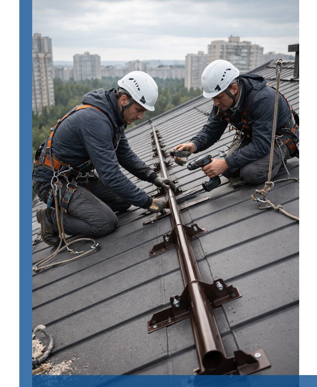 Монтаж снегозадержателей на кровле зданий в Большой Камне под ключ