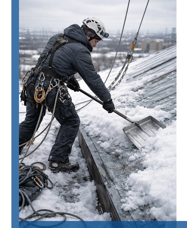 Профессиональная очистка кровли от снега и наледи в Большой Камне