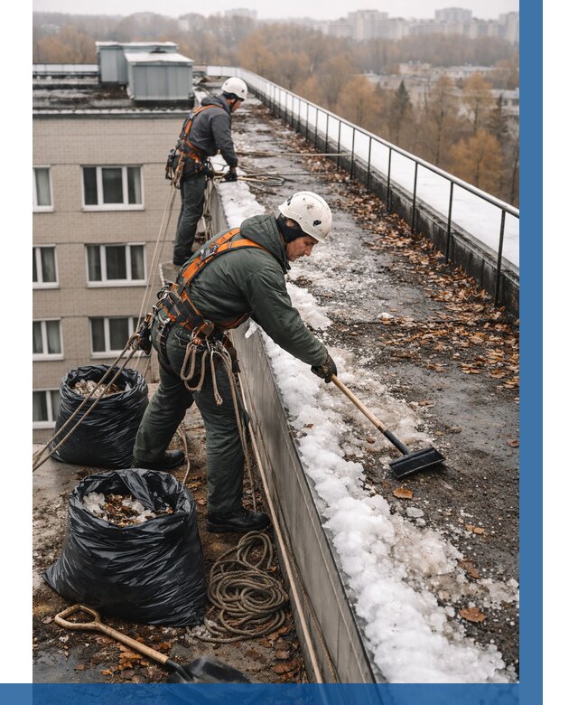 Очистка кровли по периметру в Большой Камне от 558 р. | ВЫСОТНИК-Бль