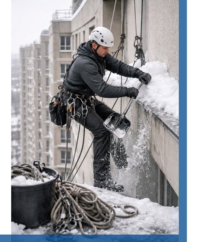 Очистка карнизов от снега в Большой Камне от 304 р. | ВЫСОТНИК-Бль