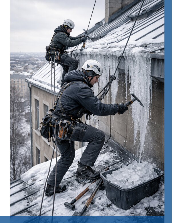 Удаление наледи с кровли в Большой Камне от 5578 р. | ВЫСОТНИК-Бль