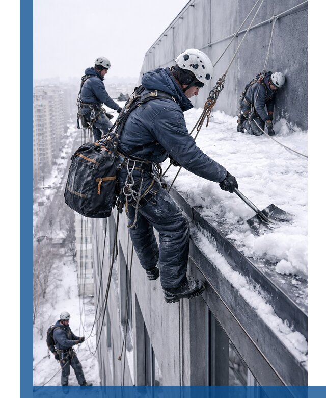 Абонентское обслуживание кровли зимой в Большой Камне регулярный уход