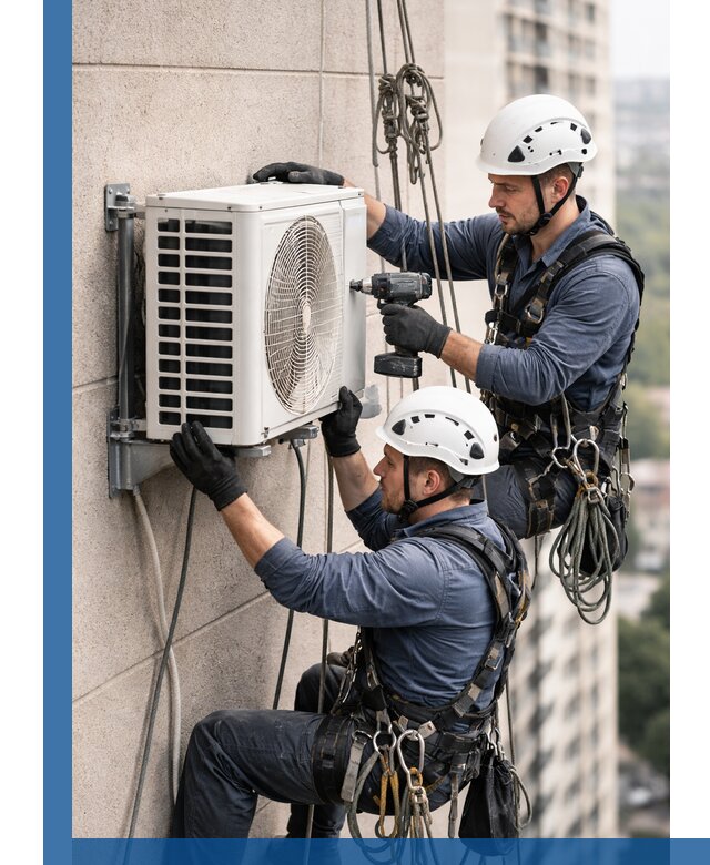 Монтаж внешнего блока кондиционера в Большой Камне установка и крепление