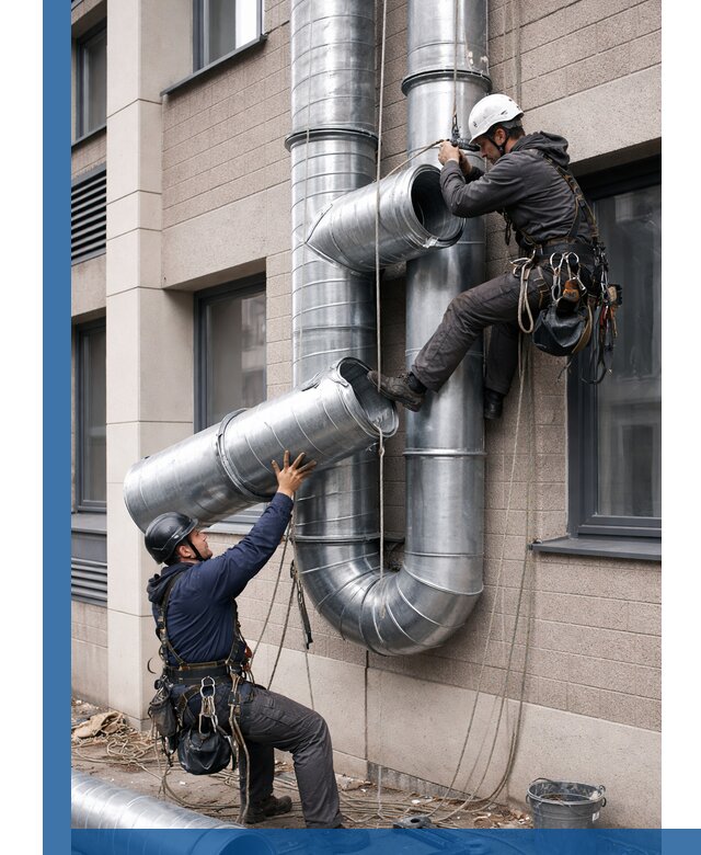 Монтаж фасадных воздуховодов в Большой Камне с герметизацией и крепежом