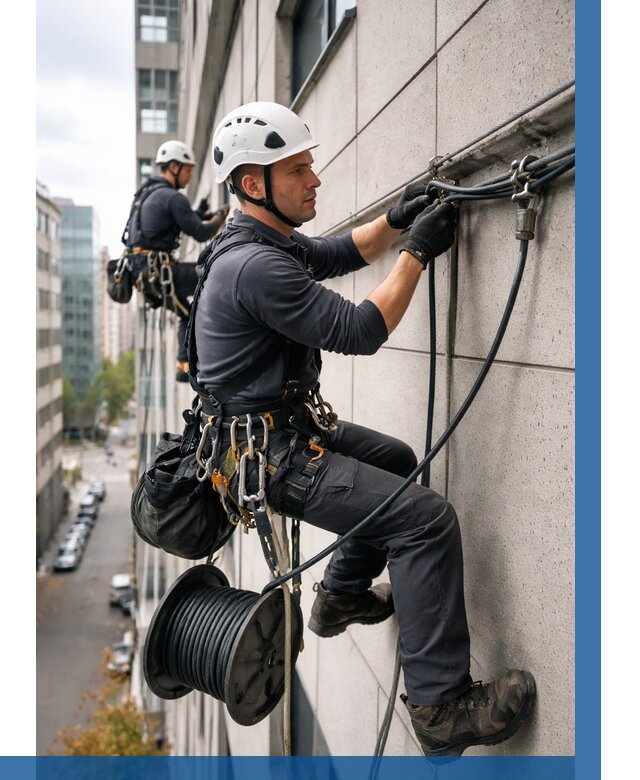 Прокладка кабеля по фасаду в Большой Камне от 355 р. | ВЫСОТНИК-Бль