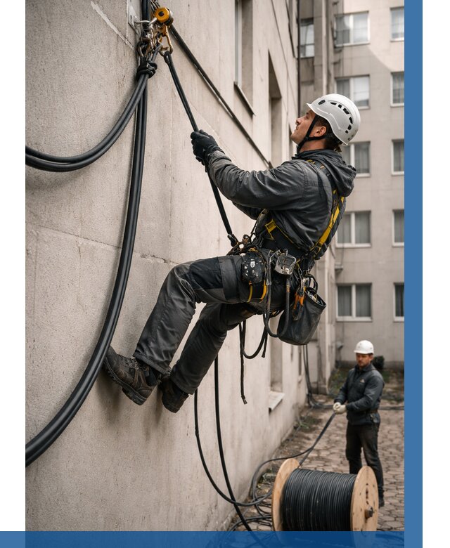 Протяжка кабеля питания на высоте в Большой Камне от 456 р. | ВЫСОТНИК-Бль