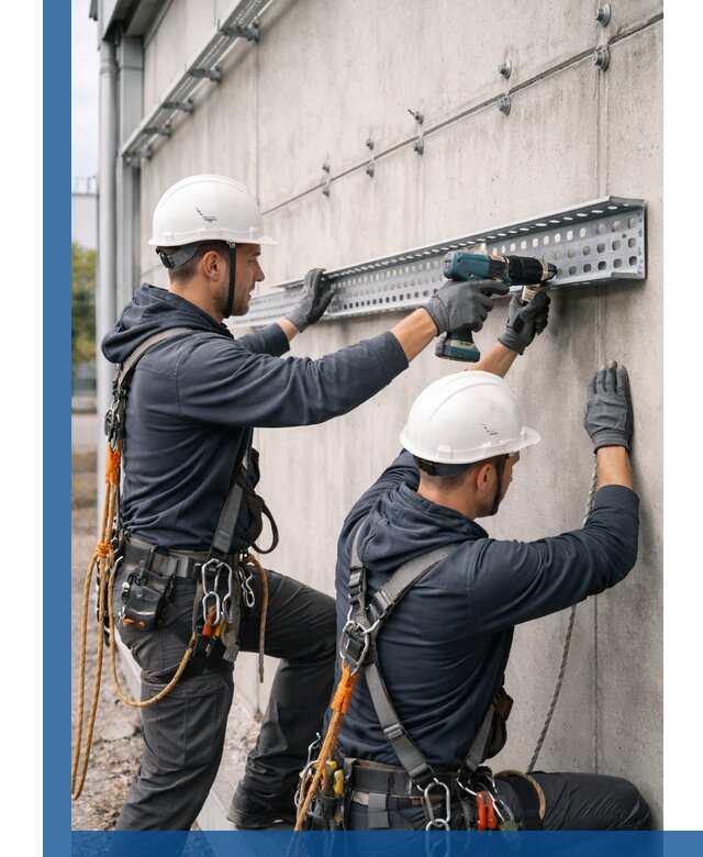 Монтаж кабельных лотков на фасаде зданий в Большой Камне с гарантией