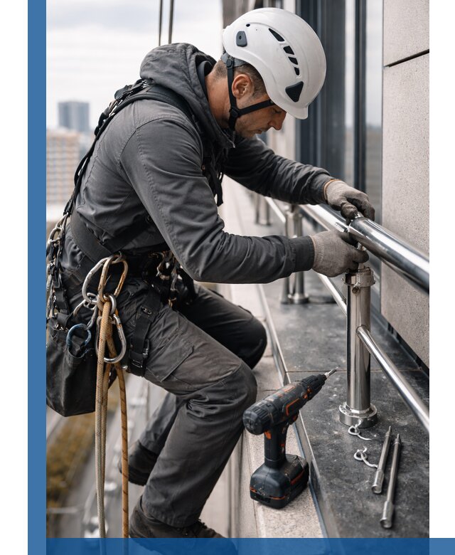 Монтаж ограждений на высоте в Большой Камне для зданий и конструкций