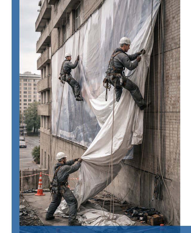 Демонтаж баннеров с фасада в Большой Камне оперативно и безопасно