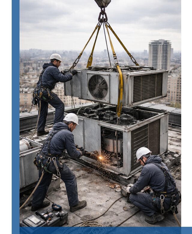 Демонтаж крышной установки в Большой Камне любой сложности