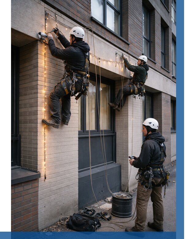 Монтаж гирлянд на фасаде в Большой Камне от 3549 р. | ВЫСОТНИК-Бль