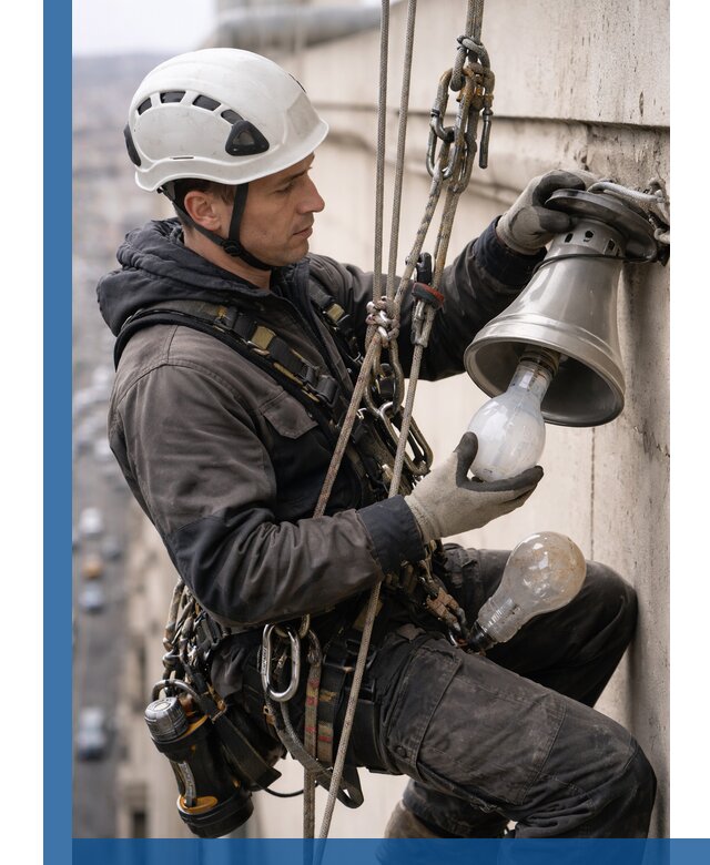 Замена ламп на высоте в Большой Камне профессионально и быстро