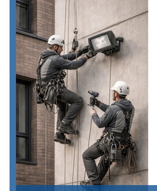 Профессиональный монтаж фасадных прожекторов в Большой Камне под ключ