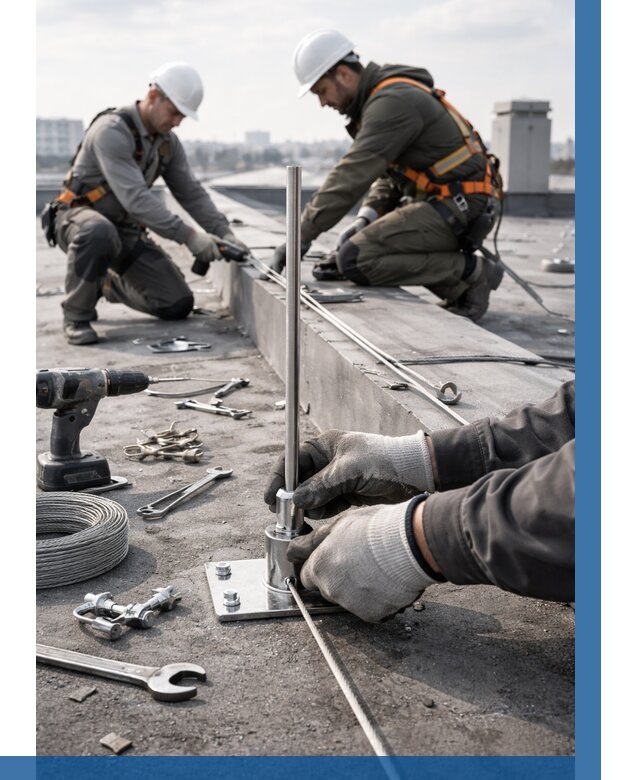 Монтаж молниезащиты на кровле в Большой Камне цена от 25353 р. | ВЫСОТНИК-Бль