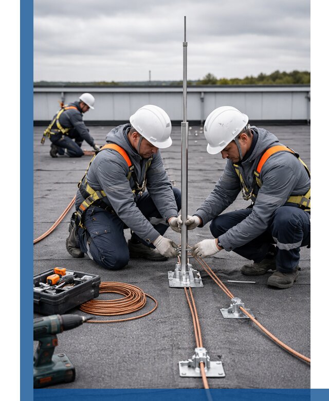 Монтаж молниезащиты на кровле в Большой Камне под ключ с гарантией