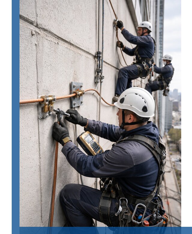 Монтаж системы заземления здания и молниезащиты в Большой Камне