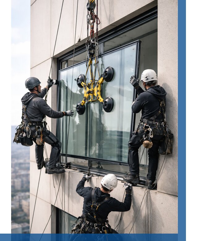 Монтаж стеклопакетов на высоте в Большой Камне от 3245 р. | ВЫСОТНИК-Бль