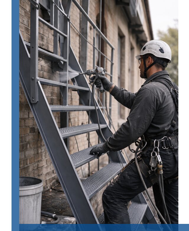 Покраска и антикоррозионная защита пожарных лестниц в Большой Камне