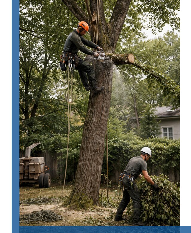 Кронирование деревьев в Большой Камне, безопасная высотная обрезка