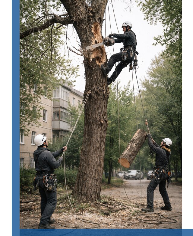 Срочное удаление аварийных деревьев в Большой Камне с гарантией безопасности