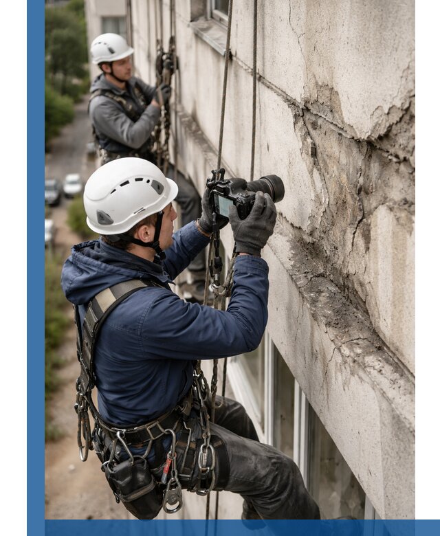 Фотофиксация дефектов фасада с высотной съемкой в Большой Камне